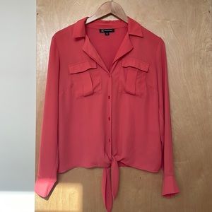 Coral button down blouse